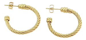 Charriol Twisted Wire Design 18k Yellow Gold Hoop Earrings, 2 Pieces