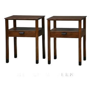 1950s Refinished Walnut Nightstands by Edward Wormley for Dunbar - A Pair For Sale