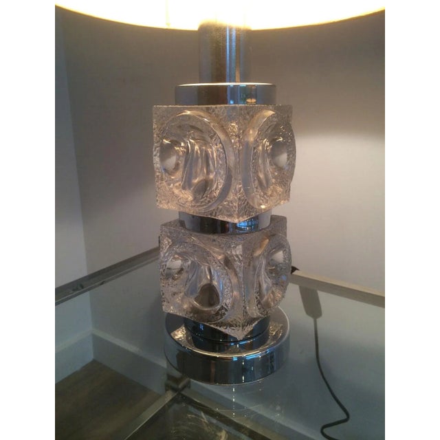1960s French Glass and Chrome Table Lamps - a Pair For Sale - Image 10 of 13