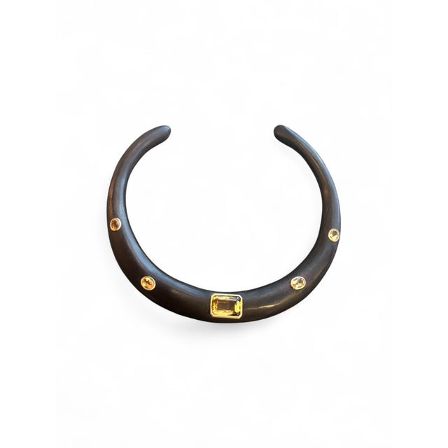 Wood Collar Necklace With Citrines & 14k Gold For Sale - Image 4 of 8