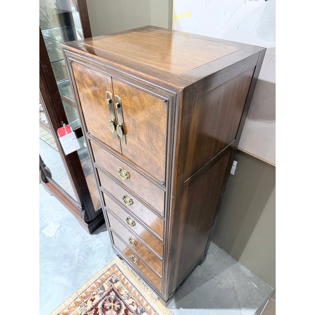 Chinoiserie Late 20th Century Drexel Heritage Burlwood Chinoiserie Lingerie Chest For Sale - Image 3 of 10