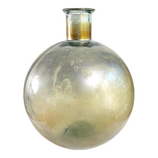 Large Vintage Glass Globe Vase With Metallic Patina For Sale