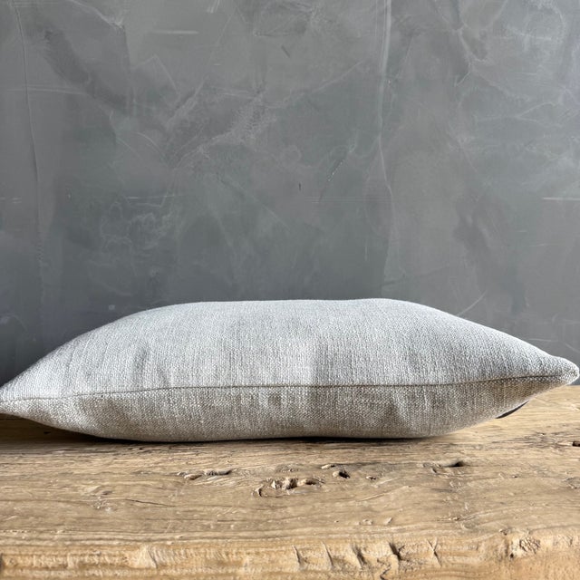 Textile 100% Belgian Otis Linen Snow Lumbar Pillow 12" X 20" With Down Insert For Sale - Image 7 of 9