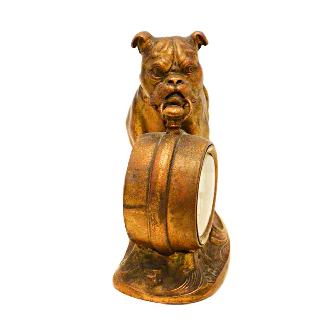 1910s Late 19th Century Cast Spelter Art Metal "Bulldog" Figural Mantel Clock Stand For Sale - Image 5 of 10