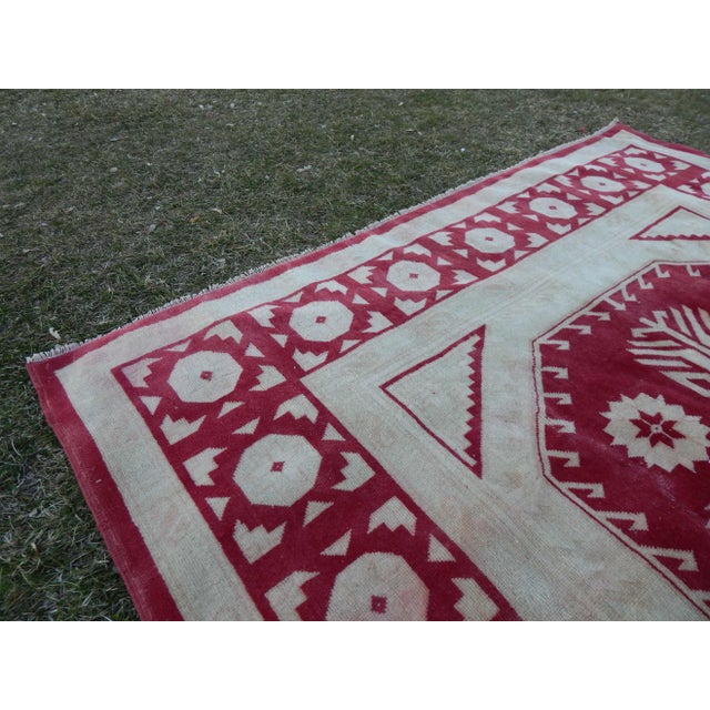 Red Vintage Turkish Kars Rug 6′6″ × 10′2″ For Sale - Image 8 of 13