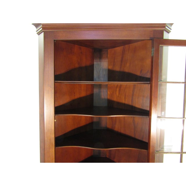 Brown Henkel Harris Solid Mahogany Twelve Pane Corner China Cabinet For Sale - Image 8 of 10