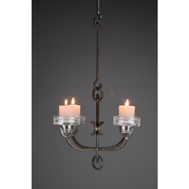 Mid-Century Modern Wrought Iron and Glass Ceiling Candle Holder from Iittala, 1970s For Sale - Image 11 of 12