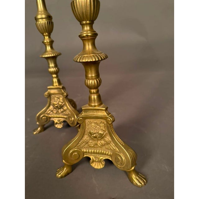 Pair of 19th Century French Gothic Style Bronze Candelabra With Cherub Motifs, Circa 1890 For Sale - Image 11 of 17