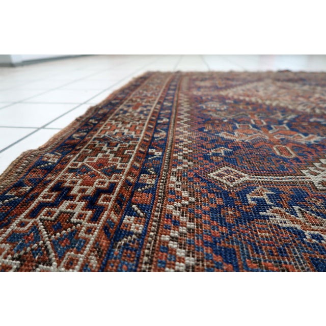 Persian 1880s, Antique Persian Khamseh Handmade Rug 3.6' X 4.8' For Sale - Image 3 of 13
