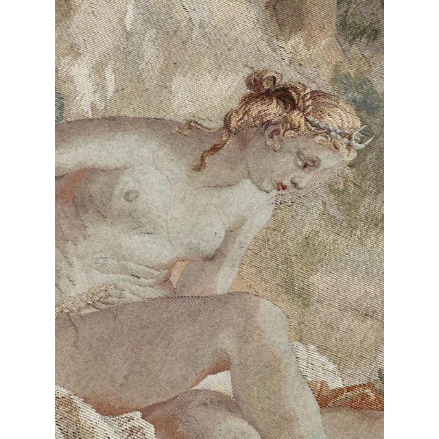 Blue Antique French Handwoven Tapestry with Diane Return of Hunt Scene from Aubusson, 1940s For Sale - Image 8 of 18