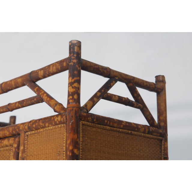 20th Century Victorian English Bamboo and Rattan Wardrobe with Chair, 1920, Set of 2 For Sale - Image 10 of 11