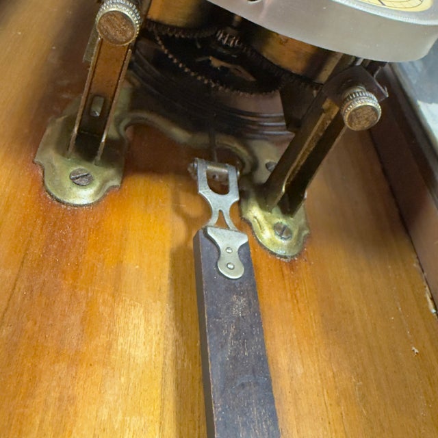 Brown Early 20th Century Antique Wooden Mechanical Pendulum Wall Clock with Mirrors For Sale - Image 8 of 13