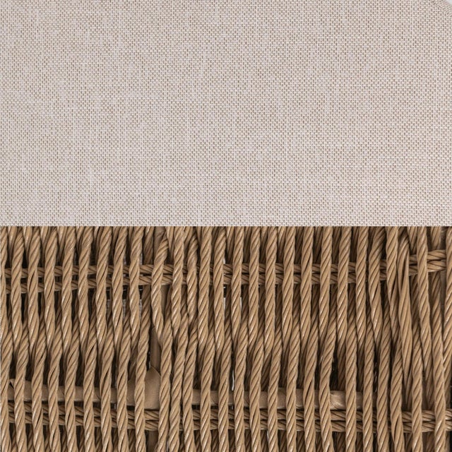 Textile Coastal Contemporary Faux Wicker Outdoor Barrel Chair For Sale - Image 7 of 7