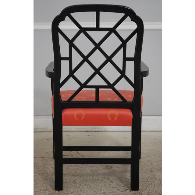 Kindel Furniture Pair of Kindel Black & Gold Chinese Chippendale Armchairs For Sale - Image 4 of 18