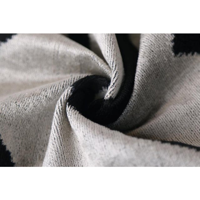 Textile Chevron v Black & White Velvet Pillow – 16x16 Modern Handmade Throw Cushion For Sale - Image 7 of 8