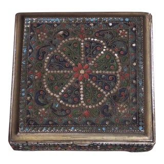 Antique 84 Silver Cloisonné Enamel Box / Cigarette Case” For Sale