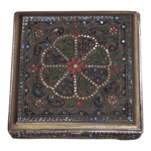 Antique 84 Silver Cloisonné Enamel Box / Cigarette Case”