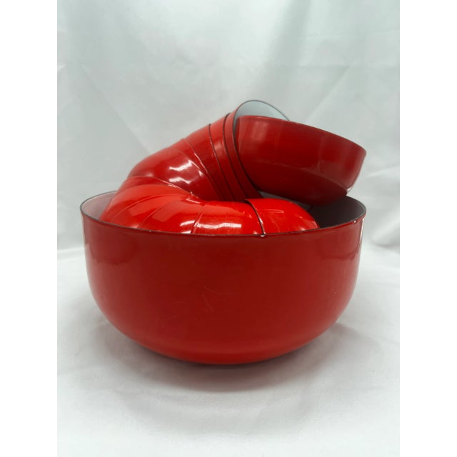 Vintage Finel Arabia of Finland Kaj Franck Enamel Bowl - Red with White Interior Beautiful and classic Scandinavian enamel...