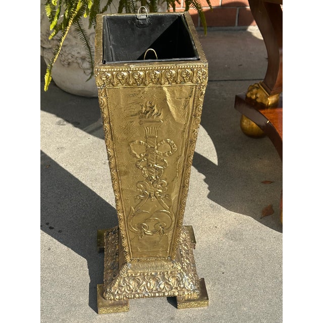 Antique Brass Repose Cane or Umbrella Stand For Sale - Image 4 of 4