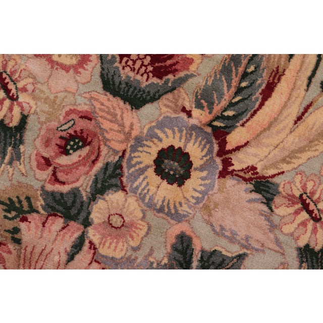 Shabby Chic Floral 1990's Pak-Persian Green/Green Wool Rug - 9'0'' X 12'3'' For Sale - Image 3 of 9