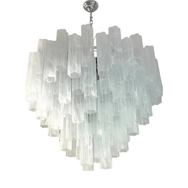 White Alabastro Tronchi Murano Glass Chandelier by Simoeng For Sale