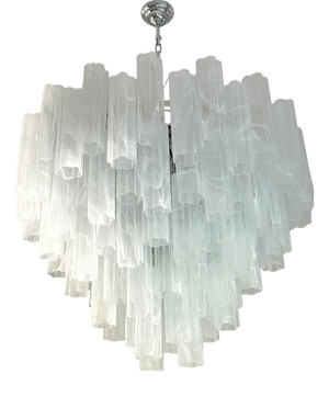 White Alabastro Tronchi Murano Glass Chandelier by Simoeng