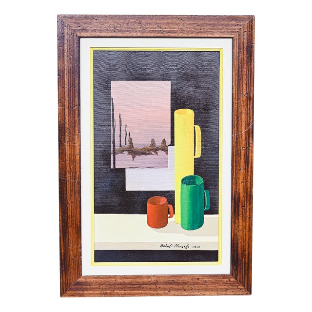 Marcello Boboli, Tricolor Vases, 1976, Oil on Canvas, Framed For Sale