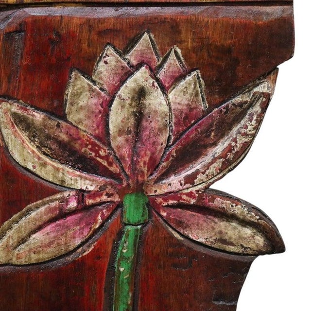 Traditional Antique Tibetan Floral Polychromed & Carved Rosewood Tea Cabinet C1890 For Sale - Image 3 of 15