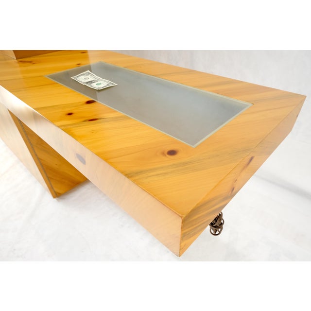 Milo Baughman Thayer Cogging Yew Wood Cantilever Console Chine Display Cabinet For Sale - Image 9 of 15