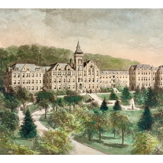 A finely detailed engraving of Santa Clara College (Sinsinawa, Wisconsin), created from the original plate after Richard...