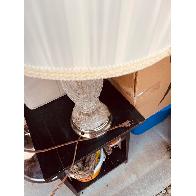 American Vintage Iron Pressed/Embossed/Cut Glass Lamp For Sale - Image 3 of 7