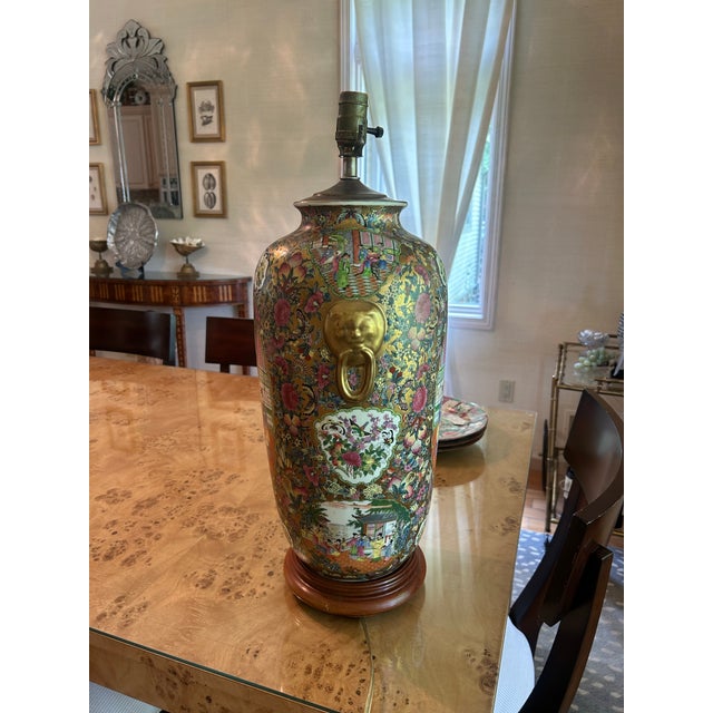 Pink Antique 19th Century Chinese Rose Medallion Vase Lamp For Sale - Image 8 of 12