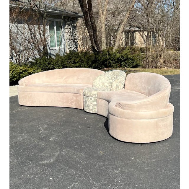 Rare Vladimir Kagan for Roche Bobois style, 2003 modular sectional sofa set. This free form design consists of two...