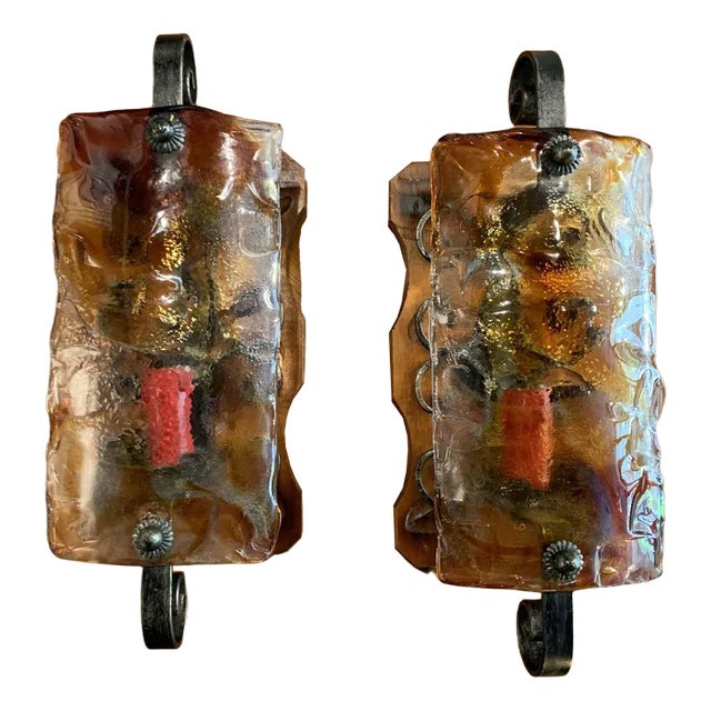 Large Brutalist Sconces, 1960s, Set of 2 For Sale
