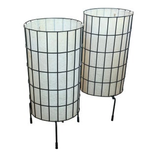 Mid Century Modern Wire Cage Lamps - a Pair For Sale