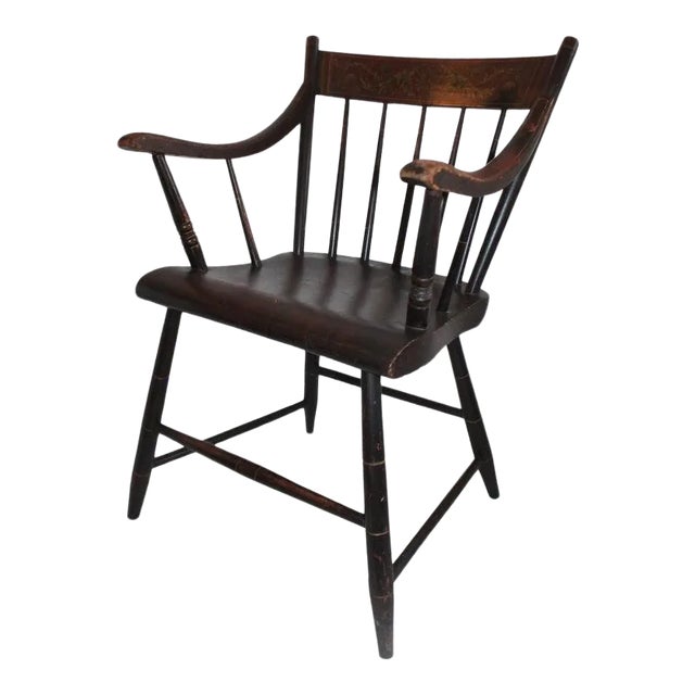 Early Original Paint Decorated 19th Century Hitchcock Armchair For Sale