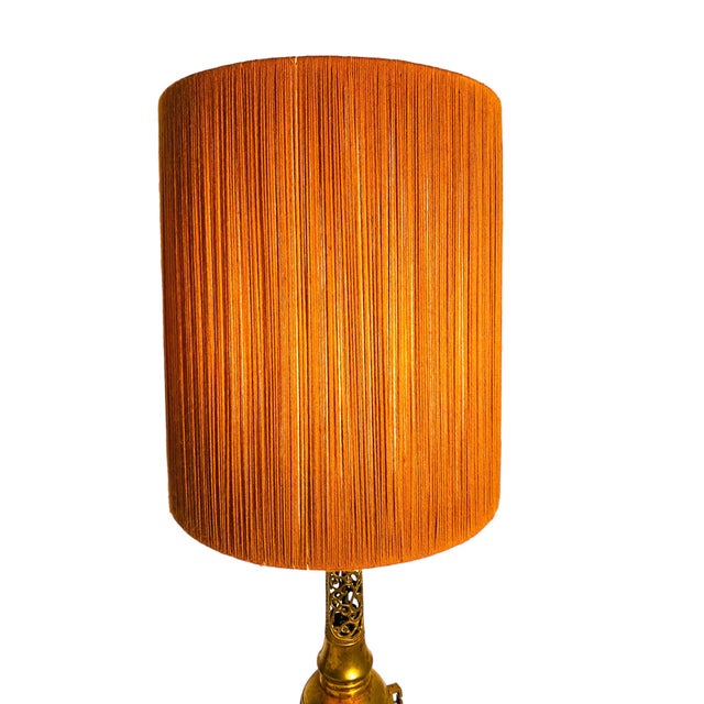 Mid-Century Modern 1950s Hollywood Regency James Mont Attributed Asian Brass Table Lamp For Sale - Image 3 of 11