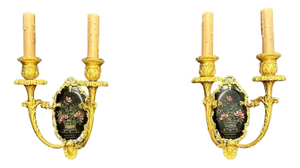 Early 20th Century Pair Of Gilt And Painted E.F. Caldwell Wall Sconces
