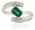 1.01ct Deep Green Emerald Diamond 18k Two-Tone Gold Bypass Wrap Ring Size 5.5 For Sale