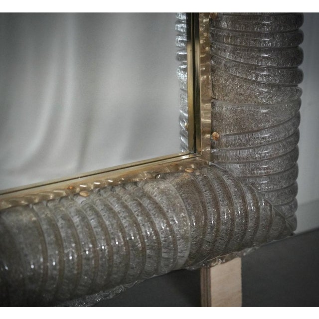 Metal Illuminated Smoky Murano Glass and Brass Wall Mirror, 2000 For Sale - Image 7 of 13