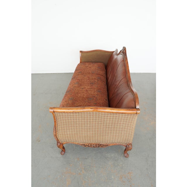 Brown Louis XV–Style Carved Sofa For Sale - Image 8 of 16