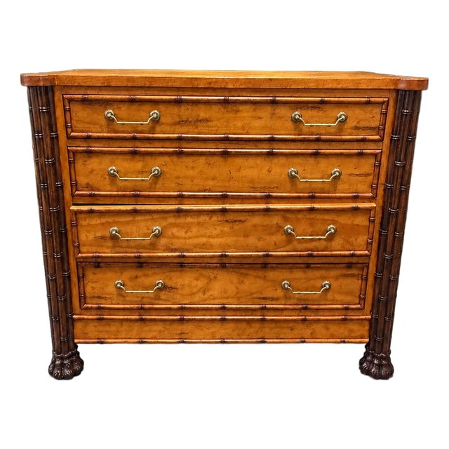 Late 20th Century Aesthetic Style Faux Bamboo Chest of Drawers For Sale