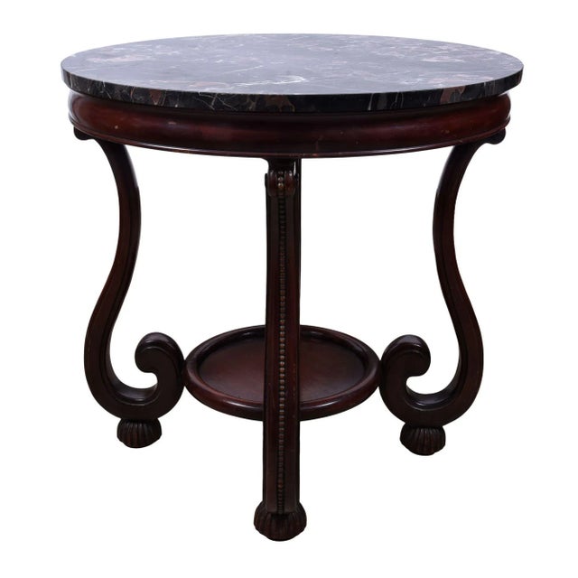 19th Century French Style Onyx & Mahogany Round Table For Sale - Image 6 of 7