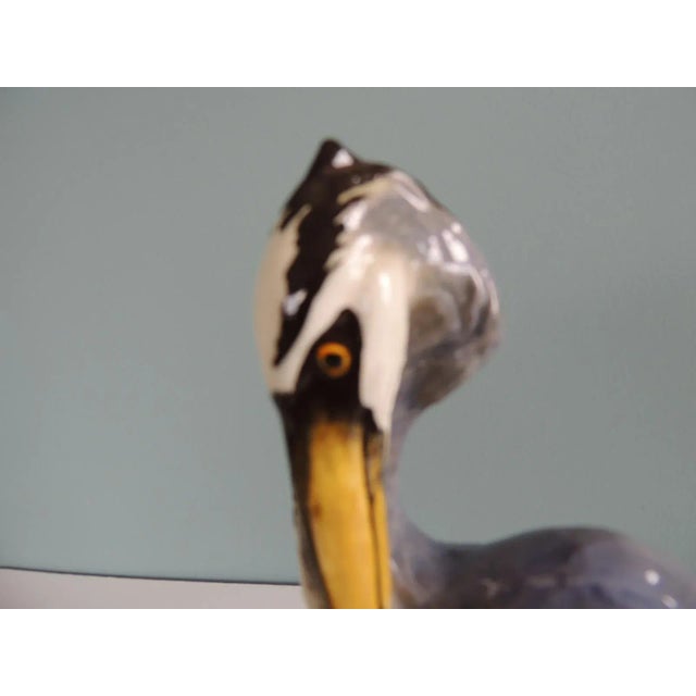 Ceramic Large Hand Painted Porcelain Heron Bird For Sale - Image 7 of 9