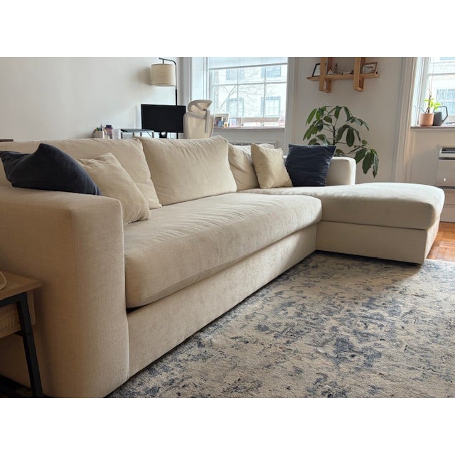 2020s Pottery Barn Ivory Couch With Chaise Lounge For Sale - Image 5 of 6