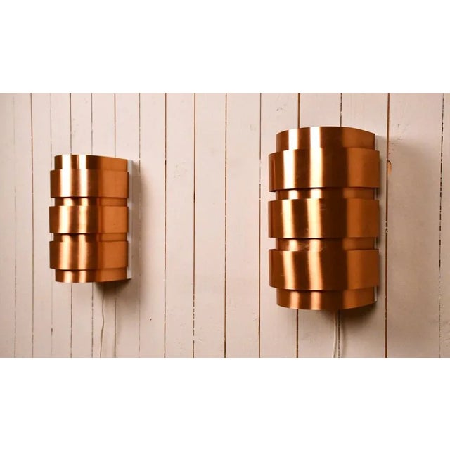 1960s Swedish Model V155 Sconces in Copper by Hans-Agne Jakobsson for Hans-Agne Jakobsson AB, 1950s, Set of 2 For Sale - Image 5 of 10
