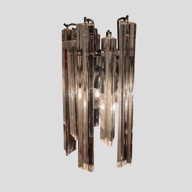 Triedri Wall Lights in Clear Murano Glass, Set of 2 For Sale - Image 3 of 9