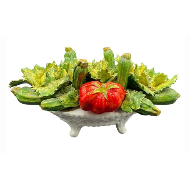 Italian Vintage Italian Majolica Vegetable Centerpiece For Sale - Image 3 of 5