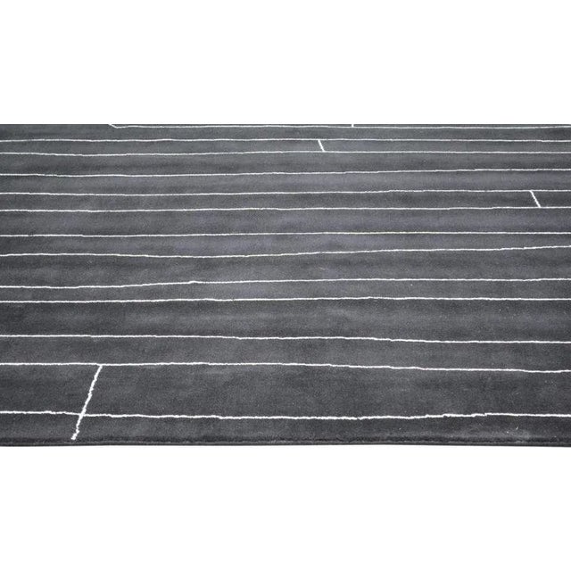Moroccan Azilal Black/White Hand Knotted Wool Rug,9'2"X12' For Sale - Image 4 of 6