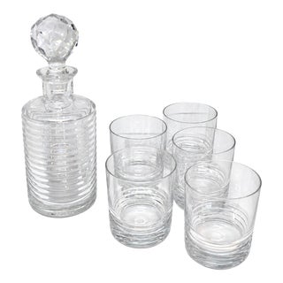 Crystal Whisky Bottle and Glasses from Baccarat, Set of 6 For Sale